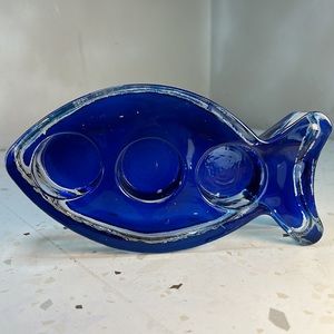 Vintage Blue Fish Candle Votive Holder